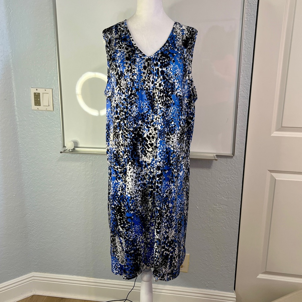 Chico's Blue Abstract Sleeveless Dress